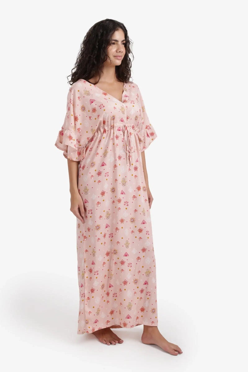 Carina Printed Tie-Back Nightgown - Image 2